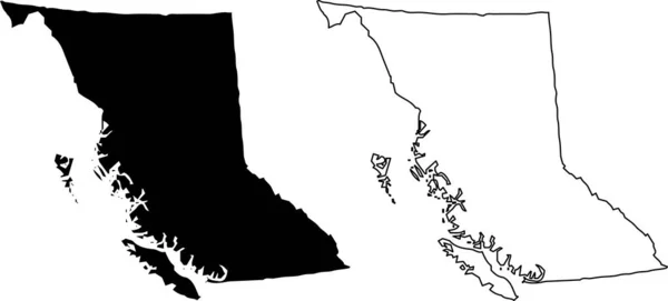 British Columbia Provincia Territorio Del Canada Illustrazione Contorno Nero Isolato — Vettoriale Stock