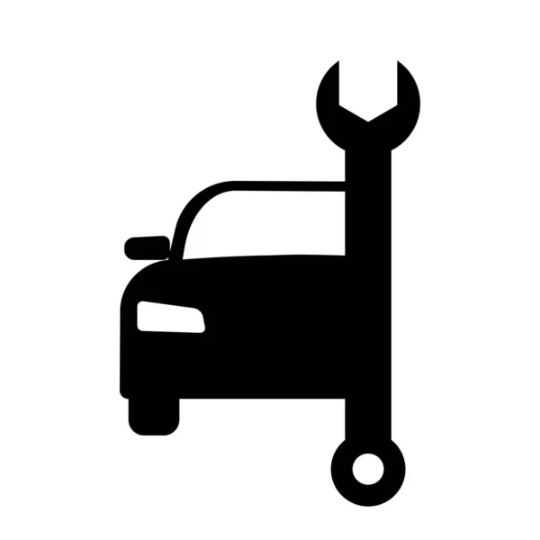 Auto Voertuig Reparatie Reparatie Onderhoud Reparatie Moersleutel Tool Zwarte Illustratie — Stockvector