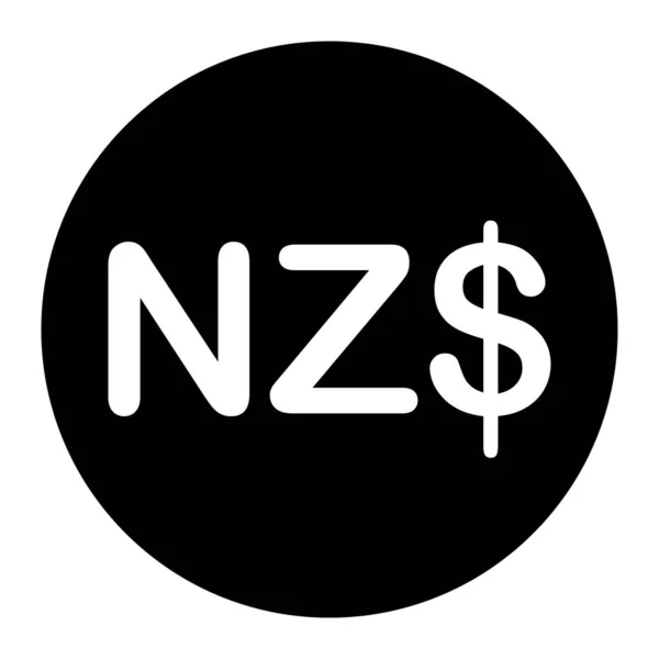 Nzd New Zealand Dollar Currency Symbol Black Illustration Isolated White — Stock Vector