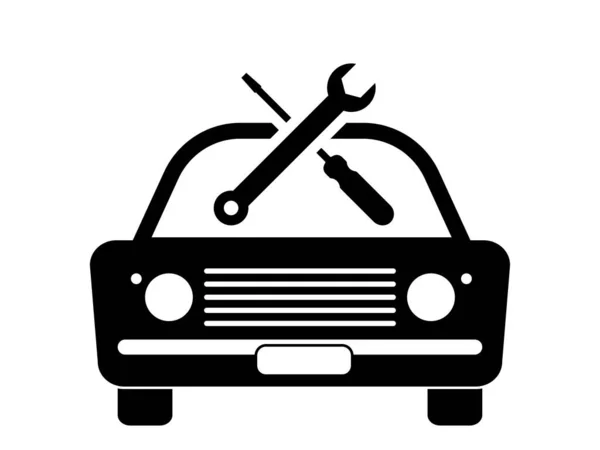 Gamla Vintage Junk Car Vehicle Automobile Reparation Underhåll Reparation Skiftnyckel — Stock vektor