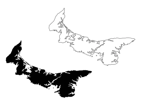 Île Prince Édouard Province Territoire Canada Carte Illustration Contour Noirs — Image vectorielle