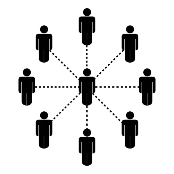 Stick Figure Social Network Connection Organization Team Group People Black — Stock Vector