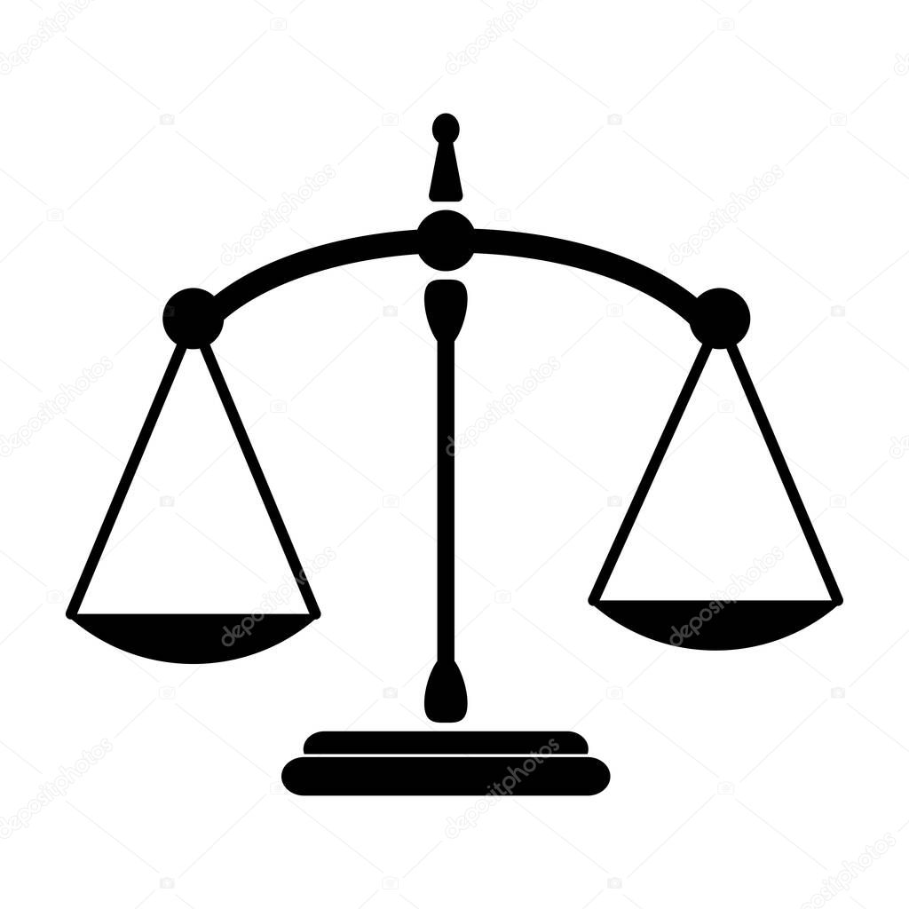 Justice Scale Balance Old and Ancient. Black and white illustration. EPS Vector 