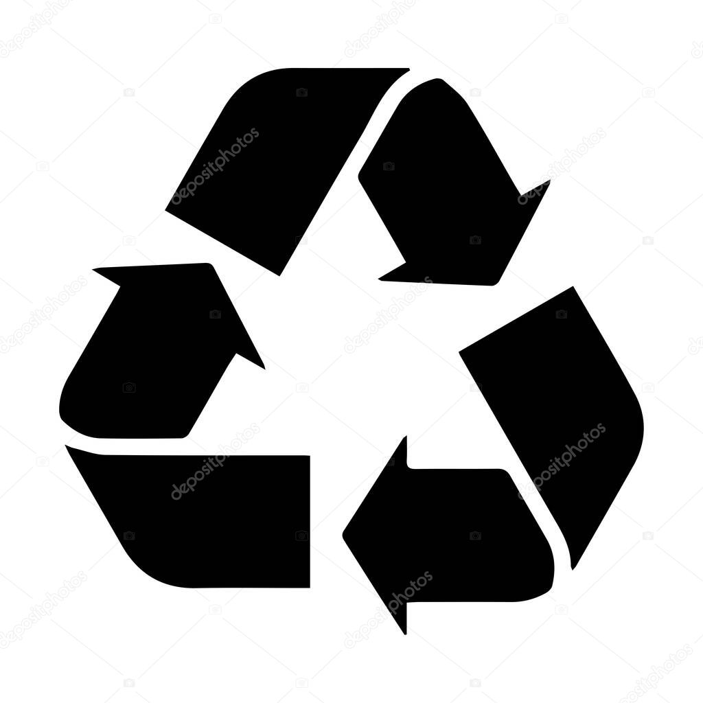 Recycling Icon Logo Sign. Go Green Environment.  Black Illustration Isolated on a White Background. EPS Vector 