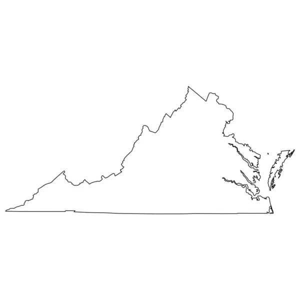 Virginia State Border Usa Kaart Overzicht — Stockvector