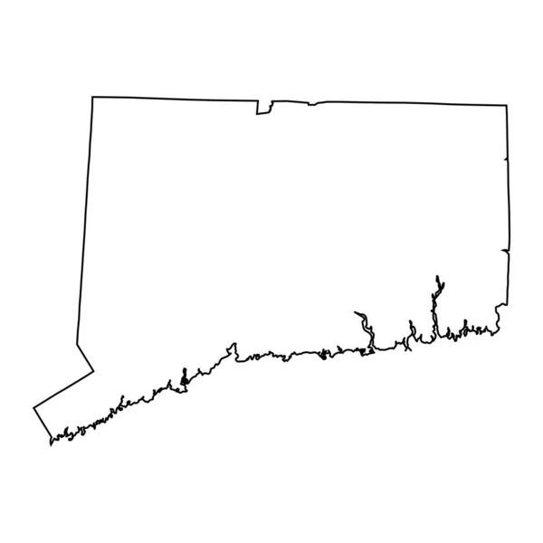 Connecticut Devlet Sınırı Abd Harita Özeti — Stok Vektör