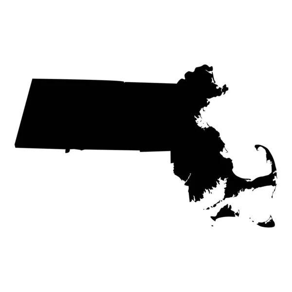 Massachusetts State Border Usa Mappa Solid — Vettoriale Stock