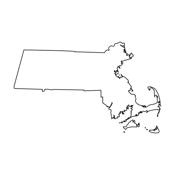 Mapa Kraju Stany Zjednoczone Massachusetts State Border — Wektor stockowy