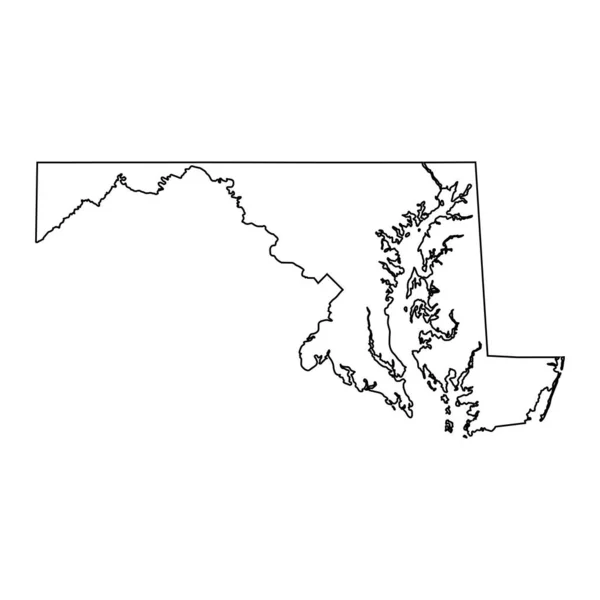 Maryland Frontera Del Estado Mapa Esquema — Vector de stock