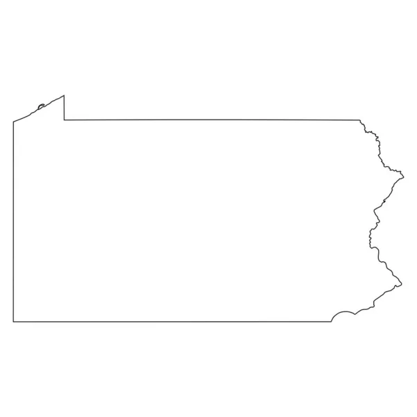 Pensylvánie Státní Hranice Usa Mapa Obrysu — Stockový vektor
