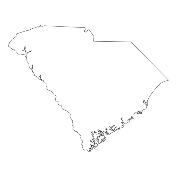 South Carolina State Border Usa Mappa Outline — Vettoriale Stock