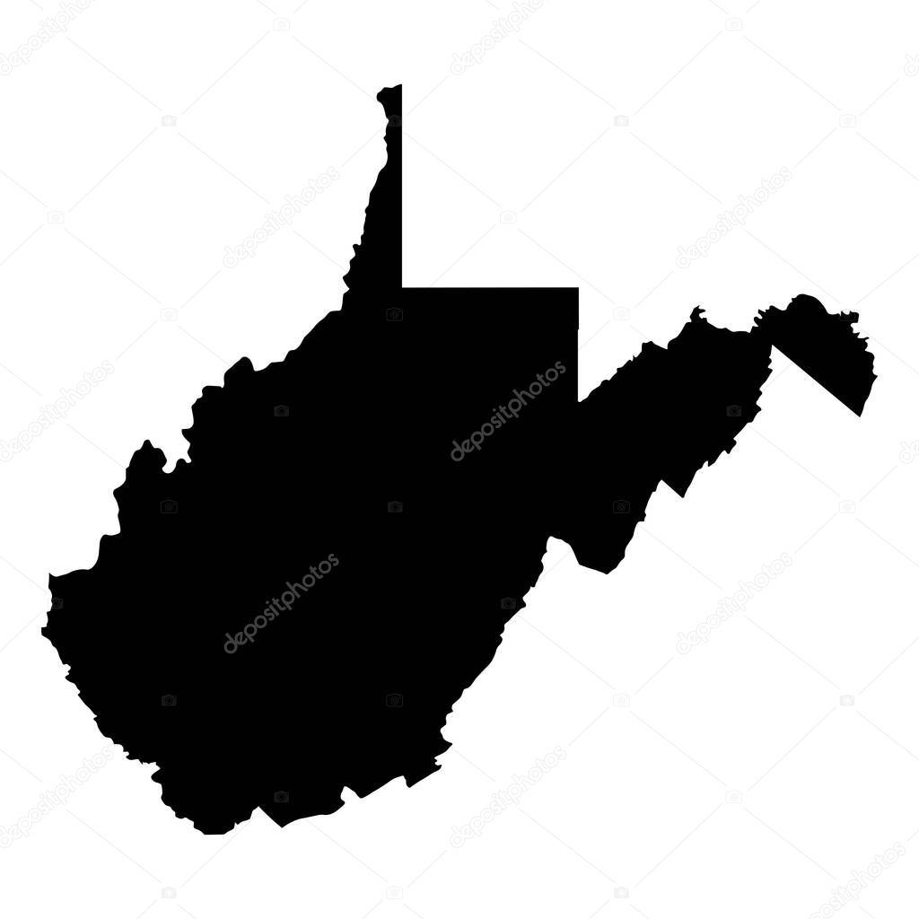 West Virginia WV State Border USA Map Solid