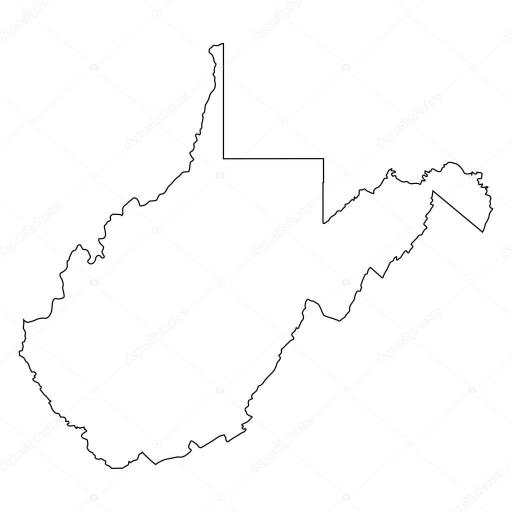 West Virginia WV State Border USA Map Outline
