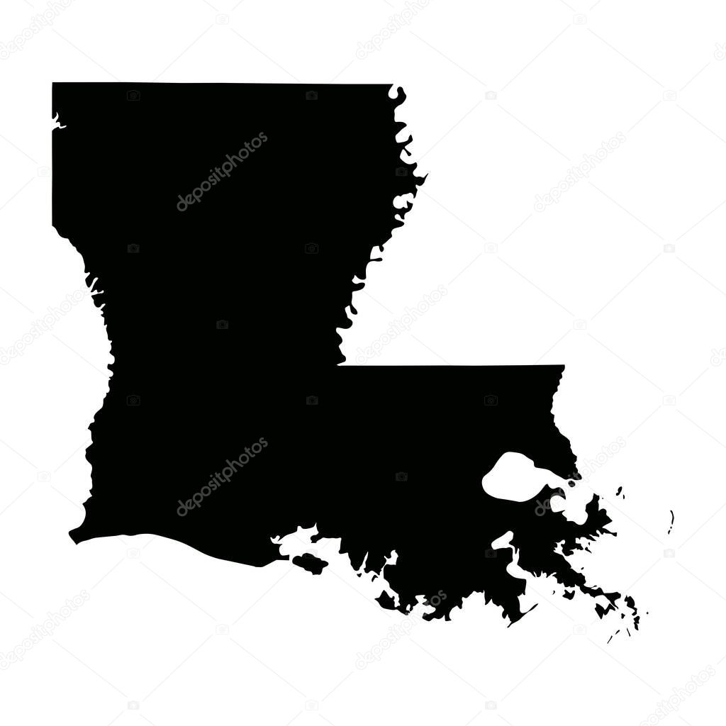 Louisiana LA State Border USA Map Solid