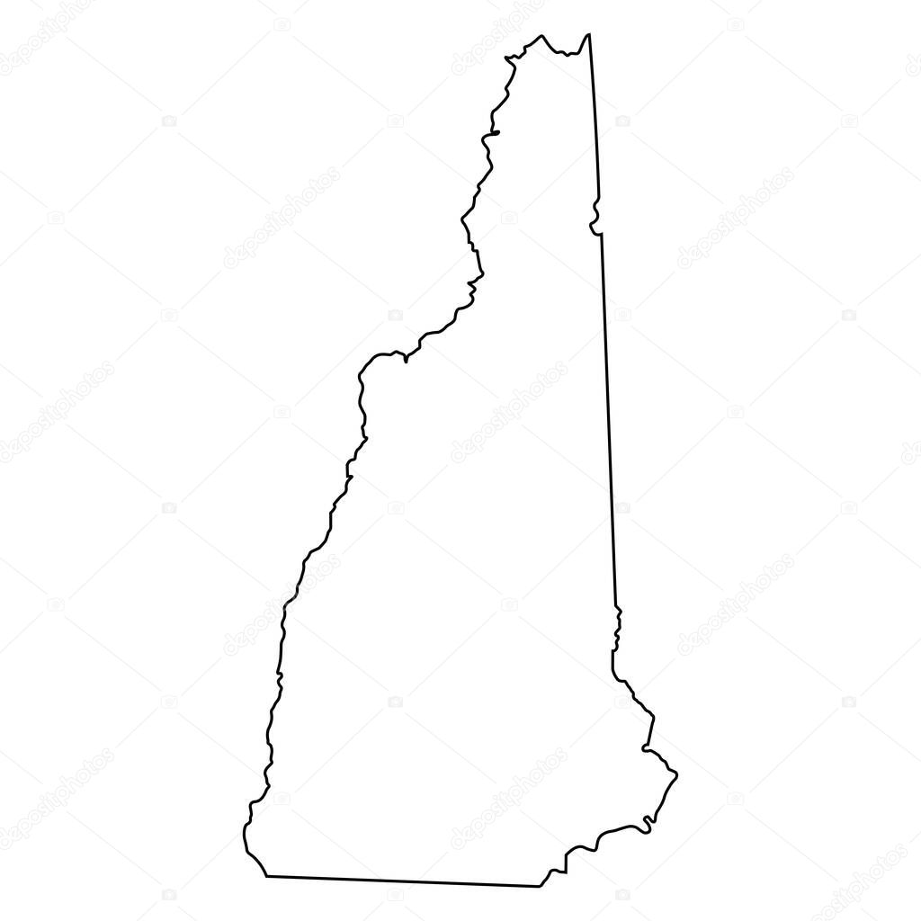 New Hampshire NH State Border USA Map Outline