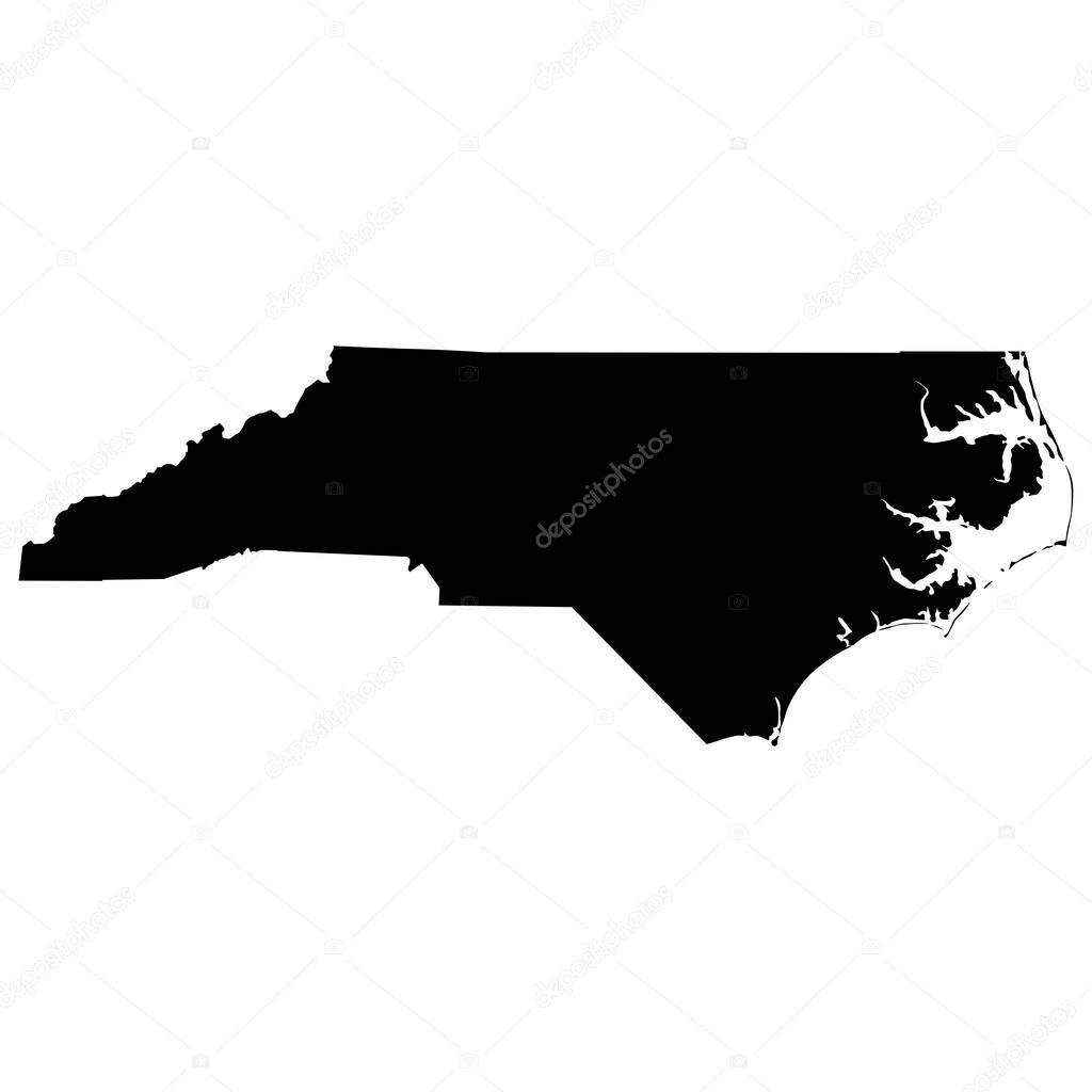 North Carolina NC State Border USA Map Solid