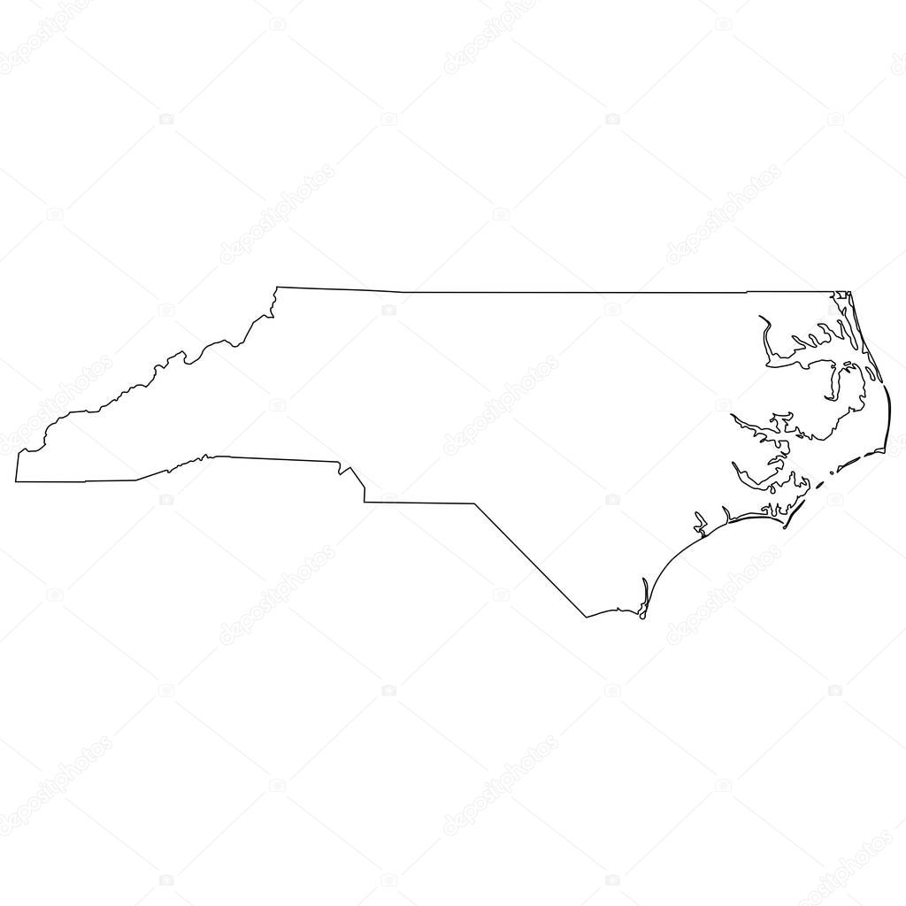 North Carolina NC State Border USA Map Outline