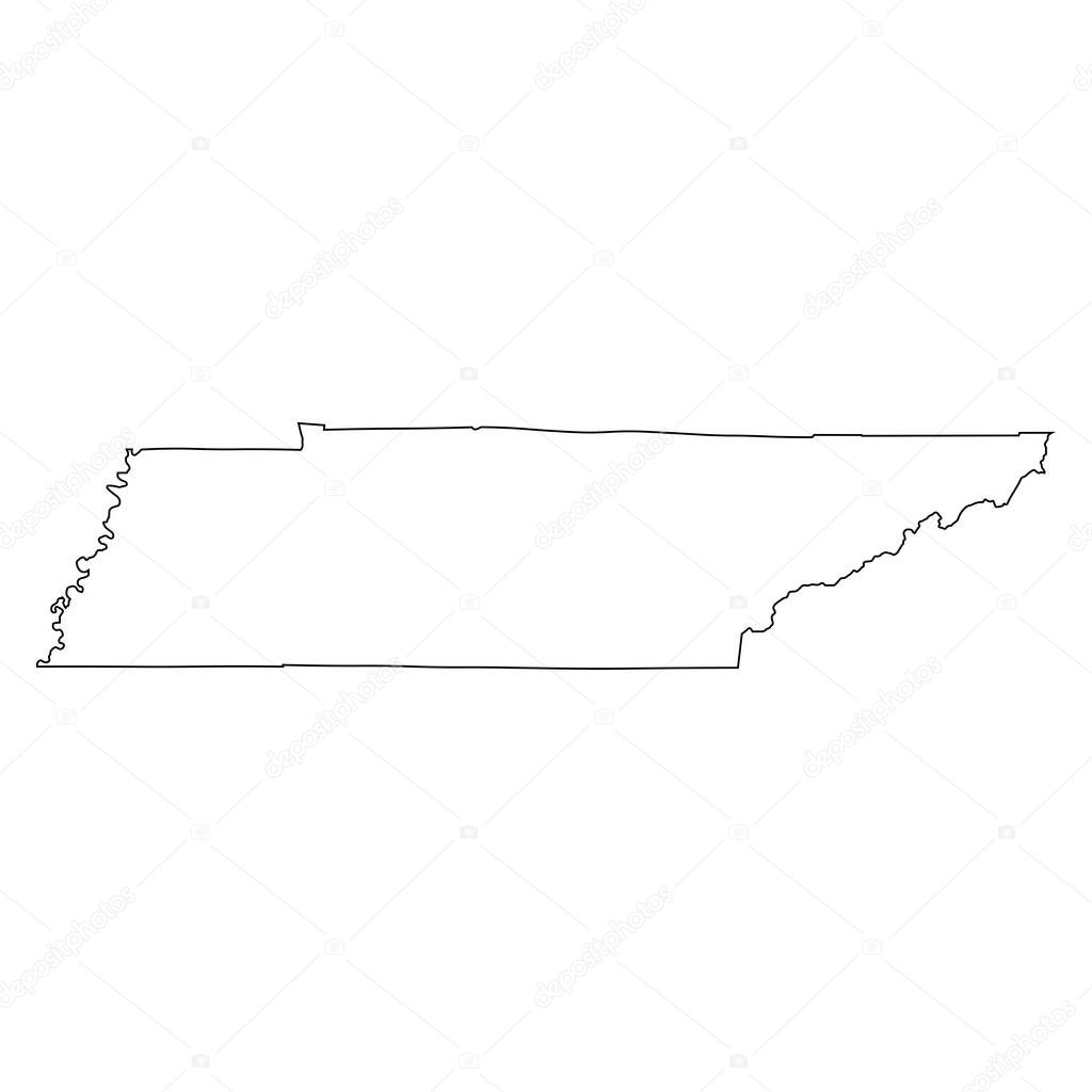 Tennessee TN State Border USA Map Outline