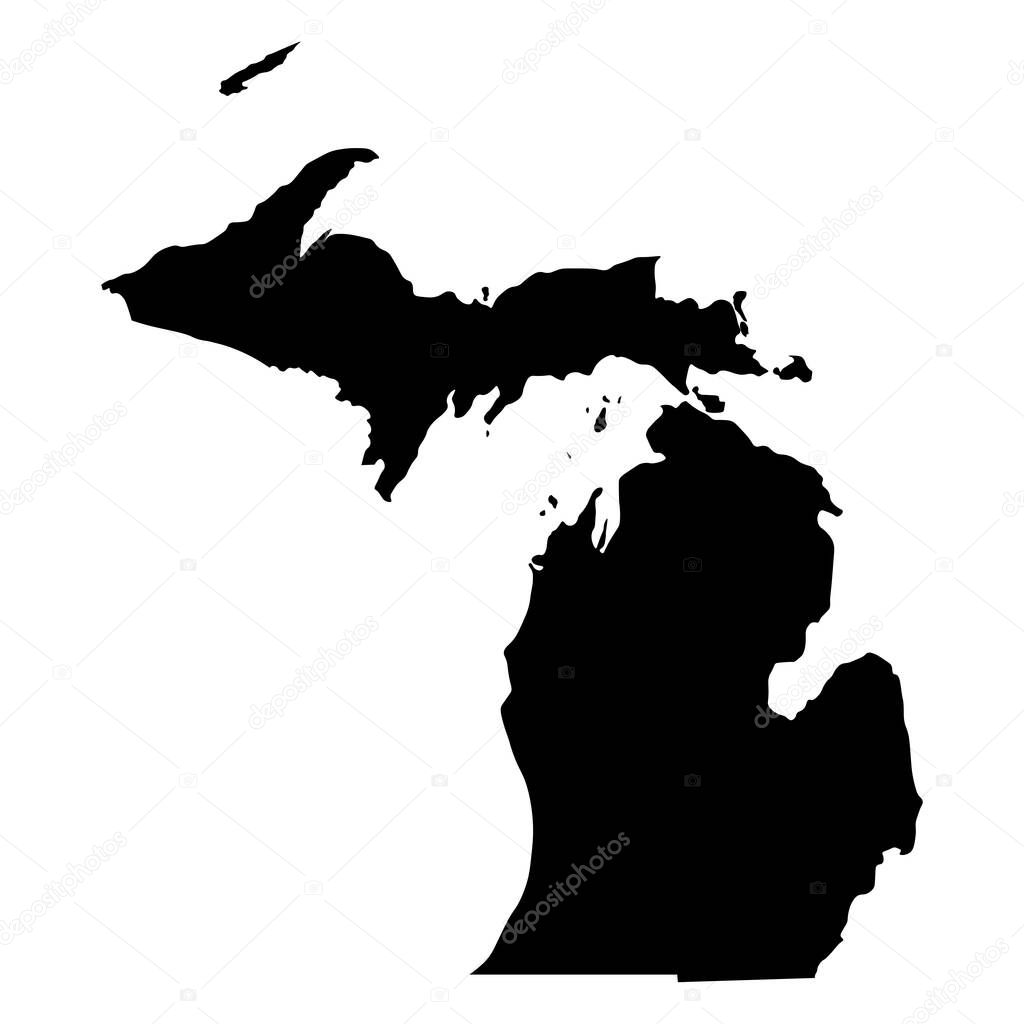 Michigan MI State Border USA Map Solid
