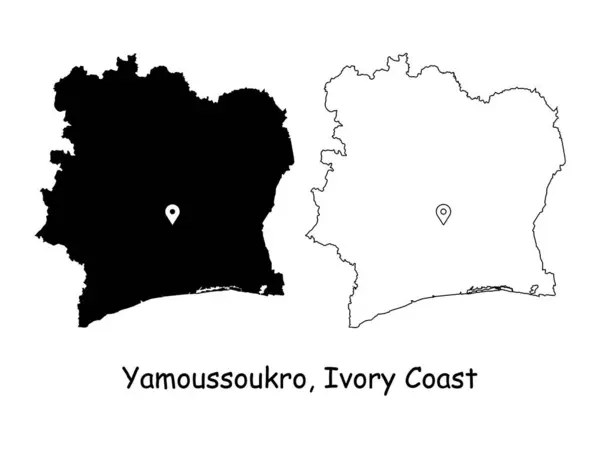Берег Ямуссукро Слонової Кості Detailed Country Map Location Pin Capital — стоковий вектор
