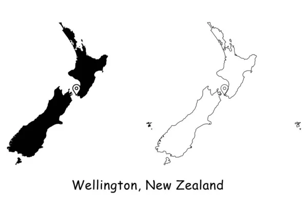 Wellington Neuseeland Detaillierte Landkarte Mit Location Pin Auf Capital City — Stockvektor