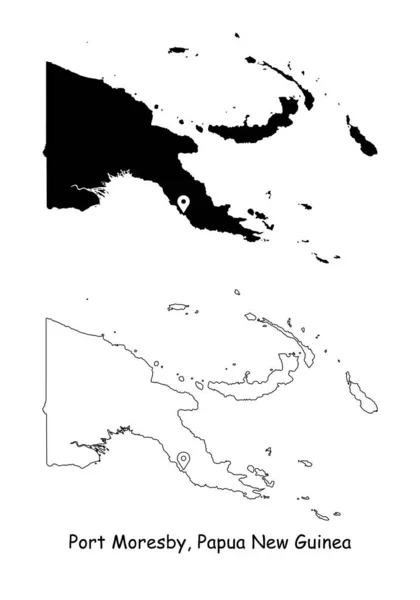 Port Moresby Papúa Nueva Guinea Mapa Detallado Del País Con — Archivo Imágenes Vectoriales