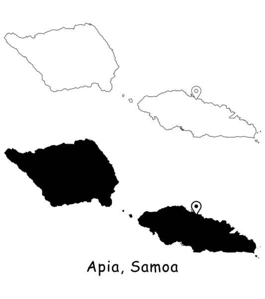 Apia Σαμόα Λεπτομερής Χάρτης Χώρα Την Τοποθεσία Pin Στην Πρωτεύουσα — Διανυσματικό Αρχείο