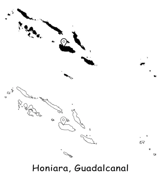 Honiara Islas Salomón Mapa Detallado Del País Con Pin Ubicación — Archivo Imágenes Vectoriales