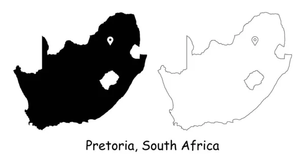 Pretoria Afrique Sud Carte Détaillée Pays Avec Épinglette Localisation Sur — Image vectorielle