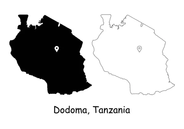 Dodoma República Unida Tanzania Mapa Detallado Del País Con Pin — Archivo Imágenes Vectoriales