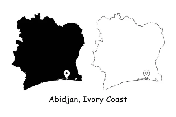 Abidjan Costa Marfil Mapa Detallado Del País Con Pin Ubicación — Archivo Imágenes Vectoriales