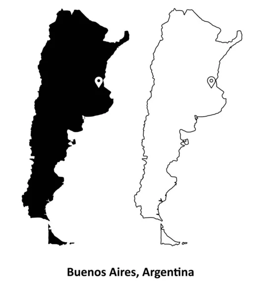 Buenos Aires Argentína Részletes Ország Térkép Capital City Location Pin — Stock Vector