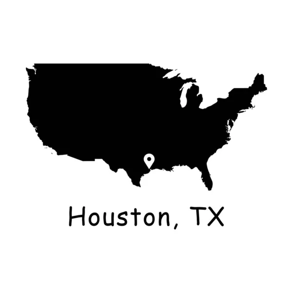 Houston Usa Map Detailed America Country Map Location Pin Houston — Stock Vector