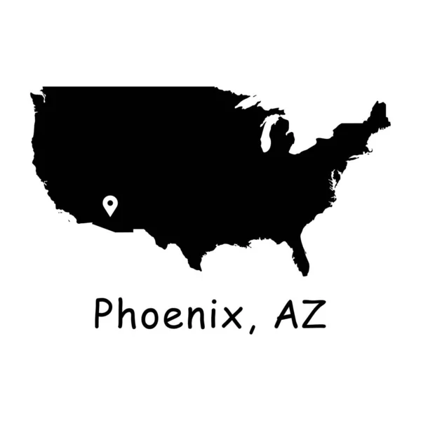 Phoenix Arizona Mapě Usa Detailní Amerika Země Mapa Umístění Pin — Stockový vektor