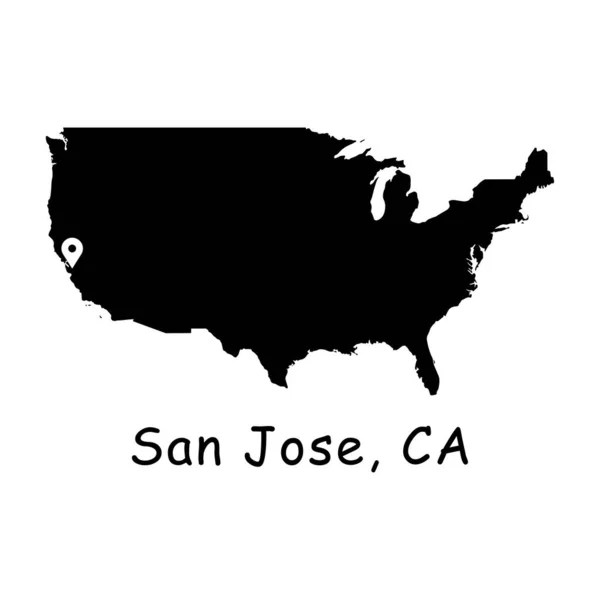 San Jose City California 2018 Detailed America Country Map Location — 스톡 벡터