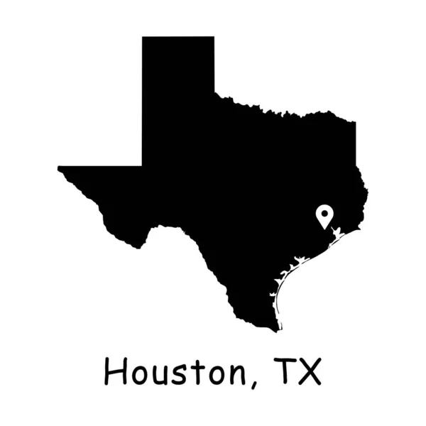 휴스턴 텍사스 2018 Detailed State Map Location Pin Houston City — 스톡 벡터