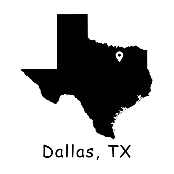 텍사스 지도의 달라스입니다 State Map Location Pin Dallas City 배경에 — 스톡 벡터