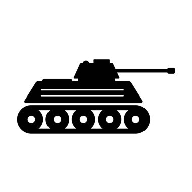 Askeri Tank Simgesi. Bir savaş tankı ikonunu tasvir eden Clip Art resmi. EPS Vektörü