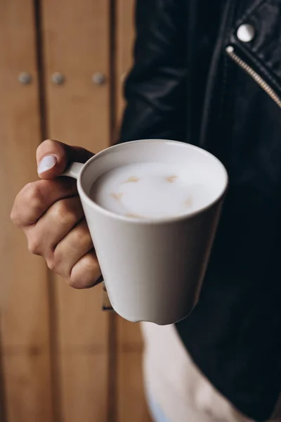 Una Taza Café Por Mañana Fragante Antes Del Trabajo Escuela —  Fotos de Stock