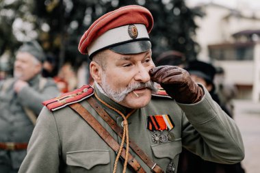 13.10.2019 Vinnitsa, Ukrayna: Almanya, Ukrayna ve Rusya 'dan askeri kulüplerin yer aldığı İkinci Dünya Savaşı askeri muharebelerinin yeniden inşasına sahne