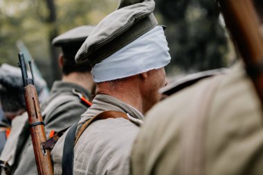 13.10.2019 Vinnitsa, Ukrayna: Almanya, Ukrayna ve Rusya 'dan askeri kulüplerin yer aldığı İkinci Dünya Savaşı askeri muharebelerinin yeniden inşasına sahne