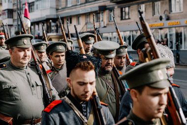 13.10.2019 Vinnitsa, Ukrayna: Almanya, Ukrayna ve Rusya 'dan askeri kulüplerin yer aldığı İkinci Dünya Savaşı askeri muharebelerinin yeniden inşasına sahne