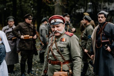 13.10.2019 Vinnitsa, Ukrayna: Almanya, Ukrayna ve Rusya 'dan askeri kulüplerin yer aldığı İkinci Dünya Savaşı askeri muharebelerinin yeniden inşasına sahne