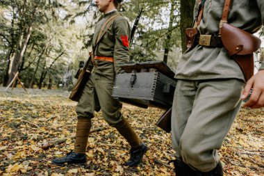 13.10.2019 Vinnitsa, Ukrayna: Almanya, Ukrayna ve Rusya 'dan askeri kulüplerin yer aldığı İkinci Dünya Savaşı askeri muharebelerinin yeniden inşasına sahne