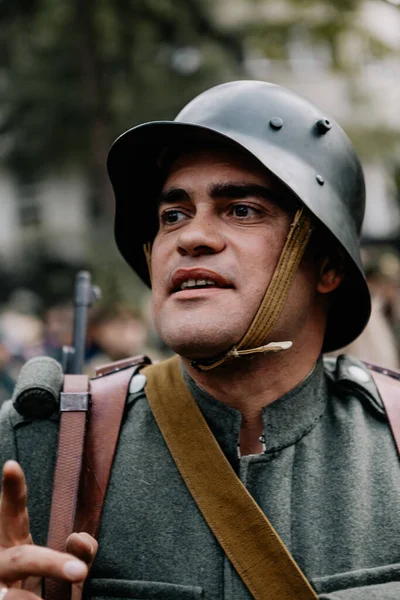 13.10.2019 Vinnitsa, Ukrayna: Almanya, Ukrayna ve Rusya 'dan askeri kulüplerin yer aldığı İkinci Dünya Savaşı askeri muharebelerinin yeniden inşasına sahne