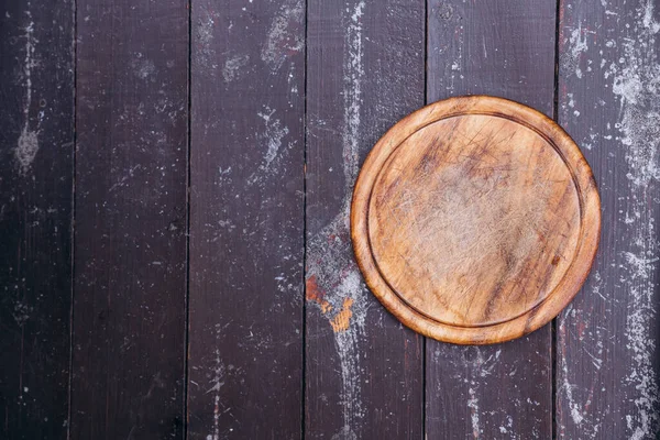 Ronde Vide Brun Très Vieux Vintage Cuisine Planche Découper Vue — Photo