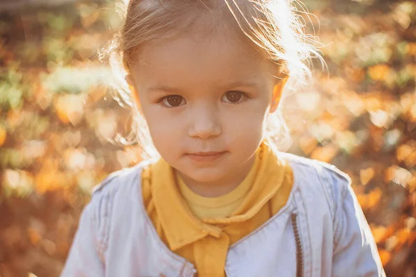 Menina Bonita Posando Para Uma Foto Enquanto Caminhava Com Seus — Fotografia de Stock