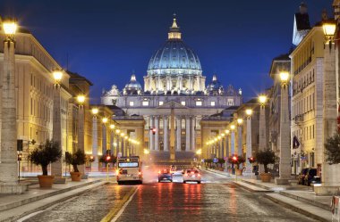 Via della Conciliazione and St. Peter's Basilica in the Vatican City, Rome, Italy, Europe. clipart