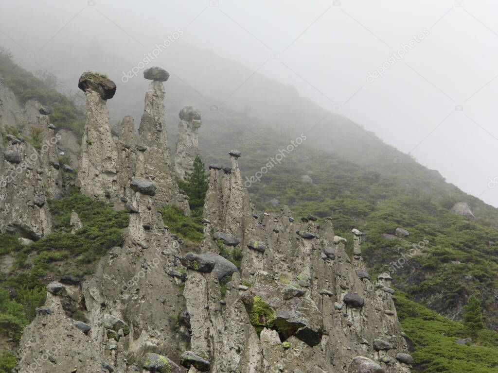 Mountain Altai. Stone mushrooms.