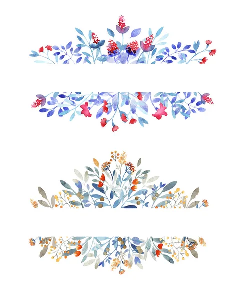 Floral watercolor borders — Stock Photo, Image